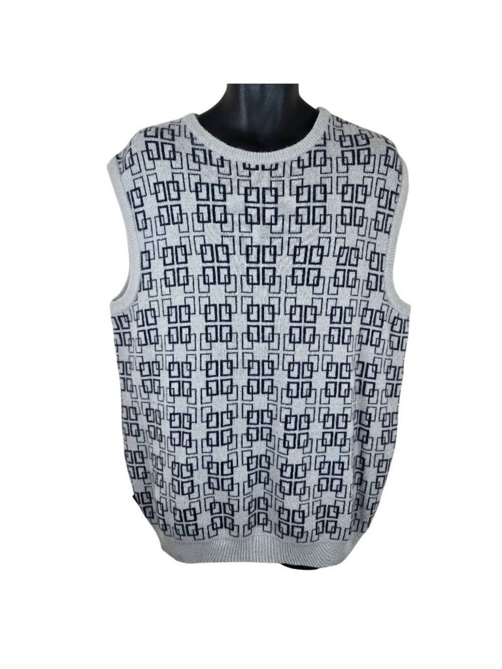 Vintage Sean John Mens L Geometric Sleeveless Sweater Vest Wool Angora